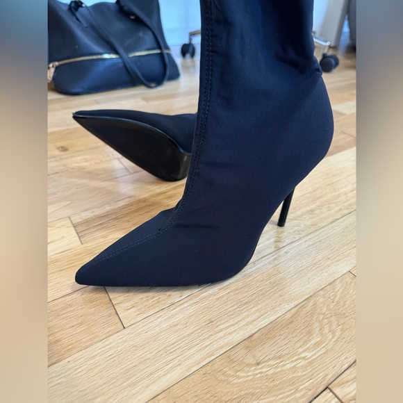 COPY - ZARA - knee high black sock heel boots size 7 - Picture 6 of 7